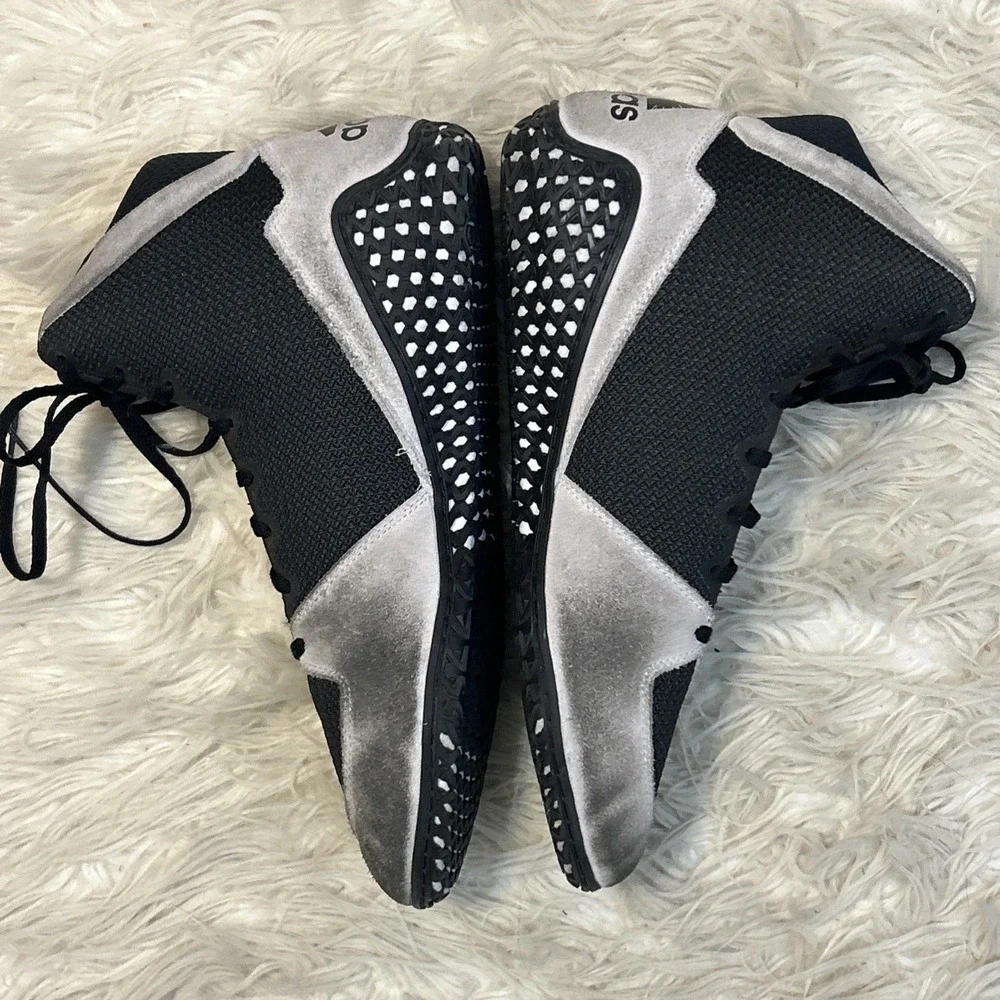 Mens Adidas Mat Wizard Wrestling Shoes Size 11.5 High Top Black‎ White Lace Up